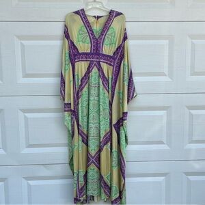 Georgie Keyloun Vintage Kaftan Dress Bohemian Mod Colorful Muumuu Maxi Gown